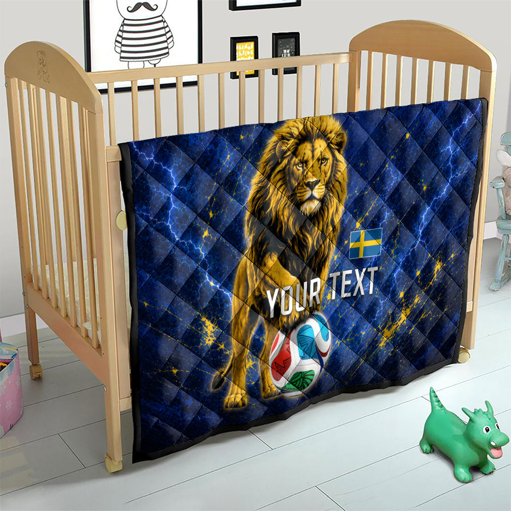 Personalized Sweden Football Lion Quilt Electric Lightning Mascot