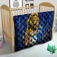 Personalized Sweden Football Lion Quilt Electric Lightning Mascot