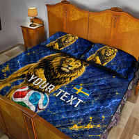 Personalized Sweden Football Lion Quilt Bed Set Electric Lightning Mascot