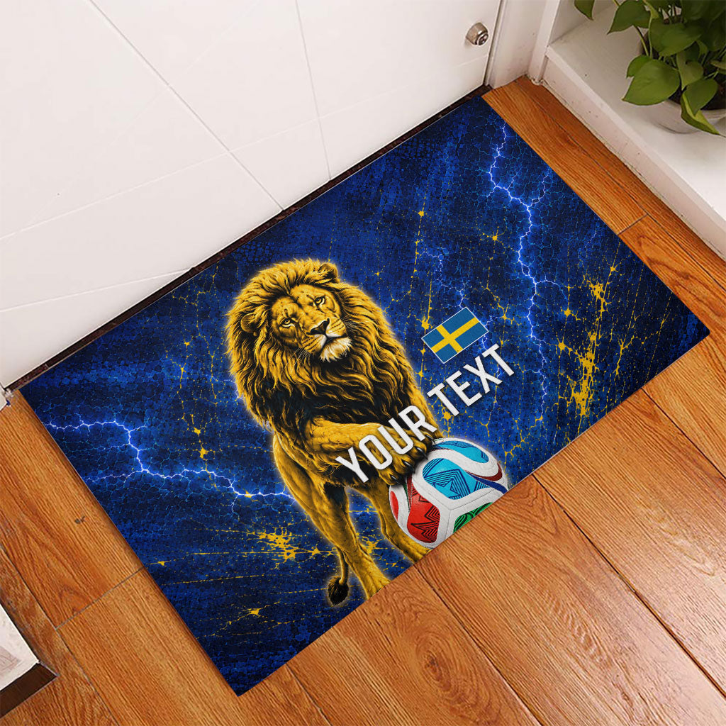 Personalized Sweden Football Lion Rubber Doormat Electric Lightning Mascot