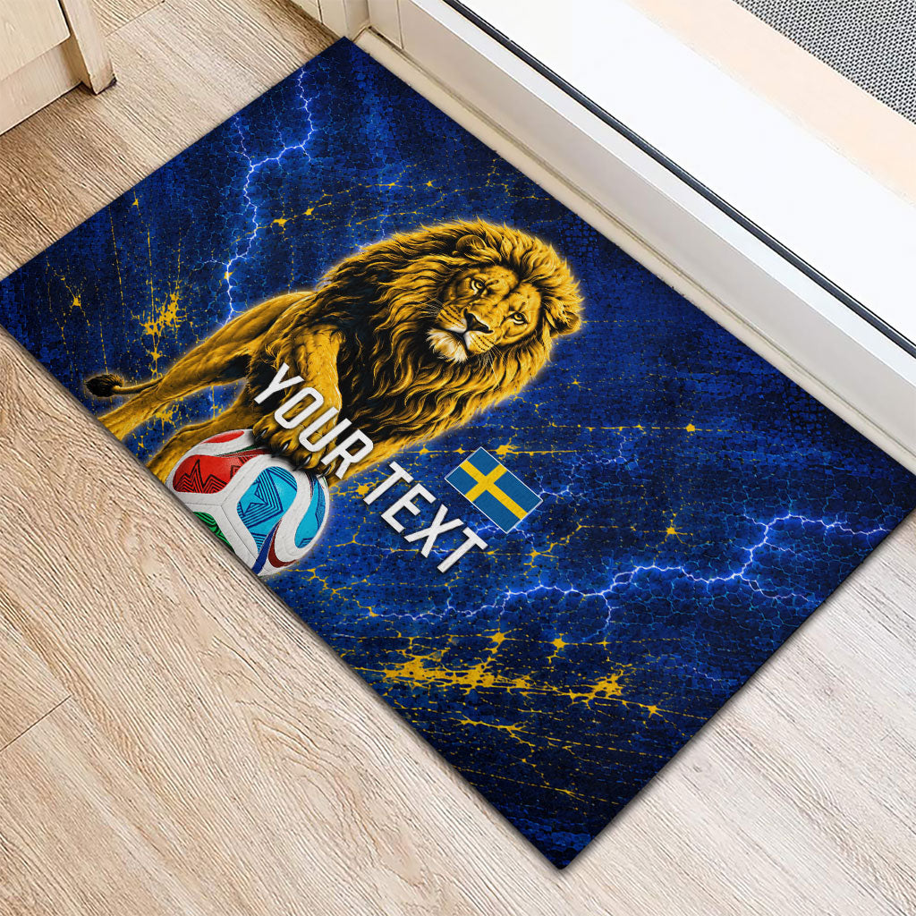 Personalized Sweden Football Lion Rubber Doormat Electric Lightning Mascot