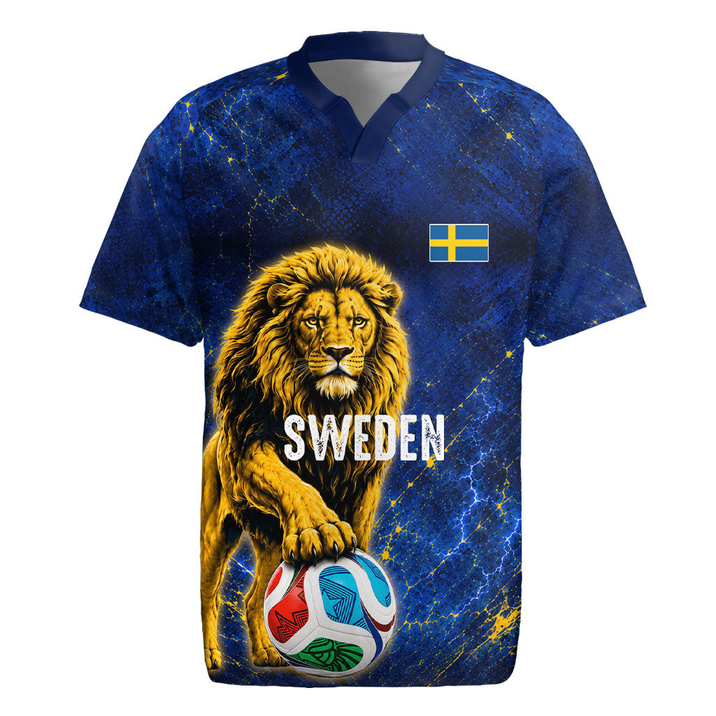 Personalized Sweden Football Lion Rugby Jersey Electric Lightning Mascot
