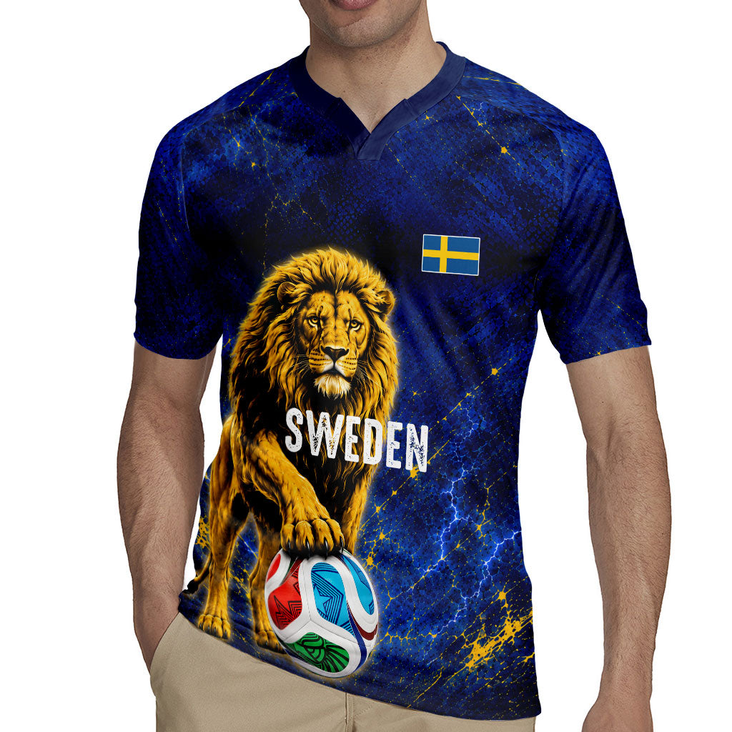 Personalized Sweden Football Lion Rugby Jersey Electric Lightning Mascot
