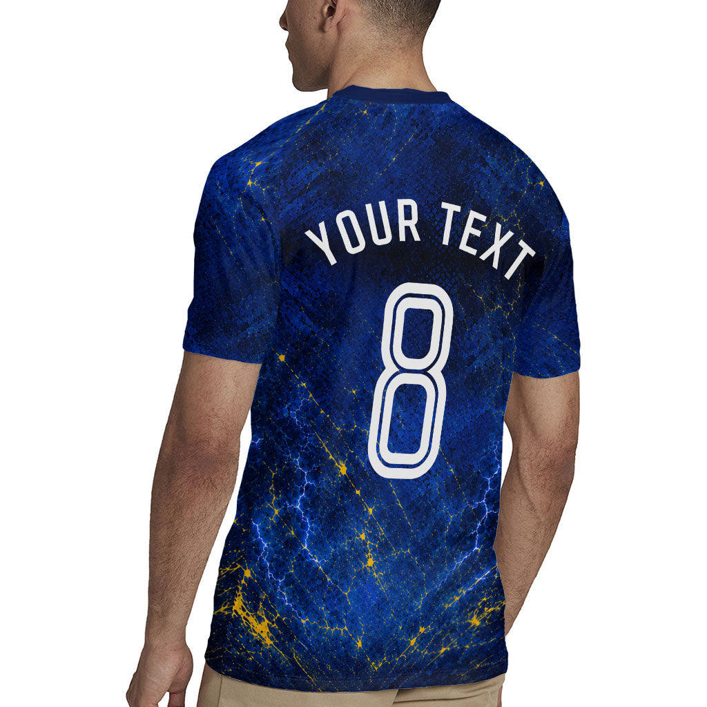 Personalized Sweden Football Lion Rugby Jersey Electric Lightning Mascot
