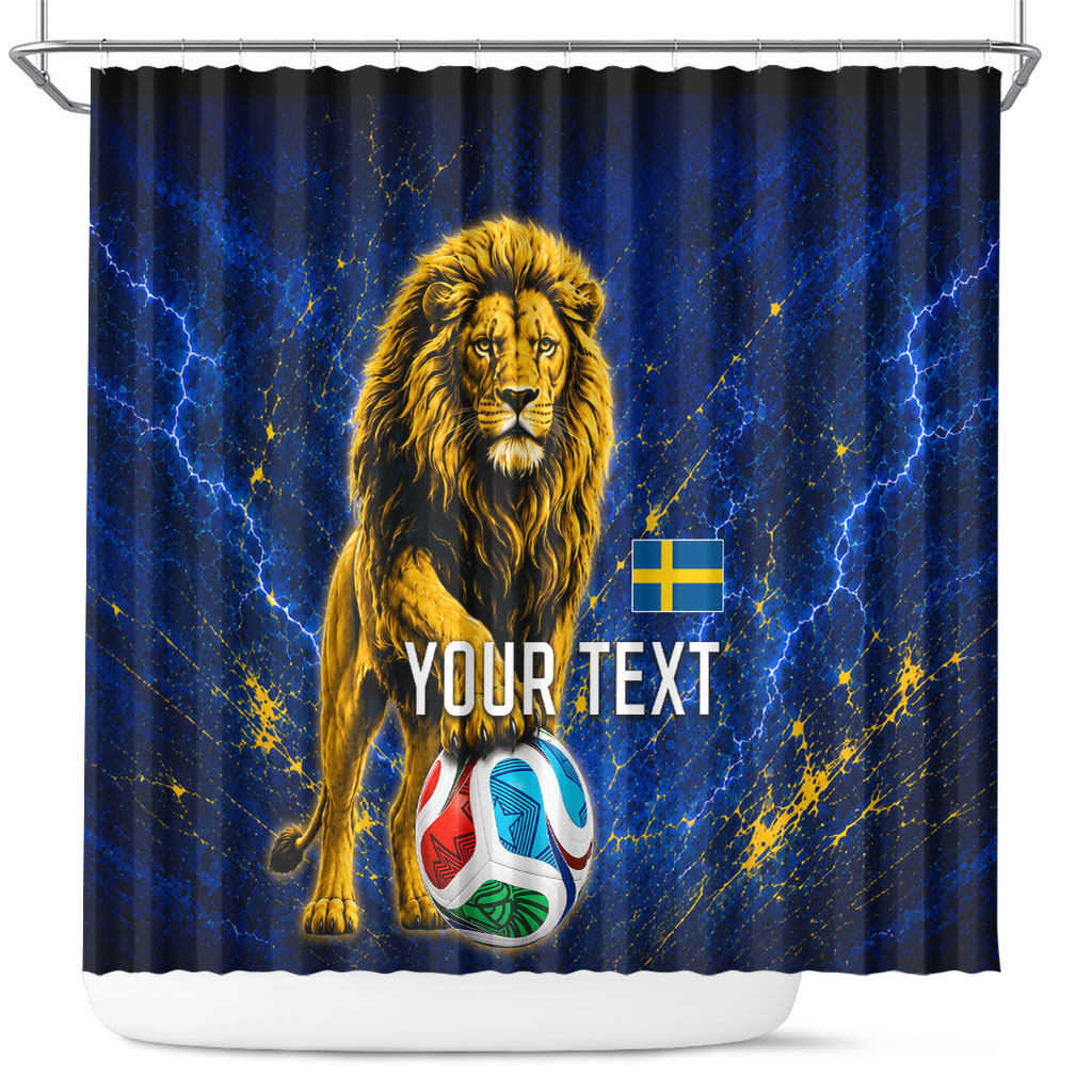 Personalized Sweden Football Lion Shower Curtain Electric Lightning Mascot