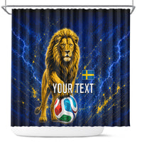 Personalized Sweden Football Lion Shower Curtain Electric Lightning Mascot