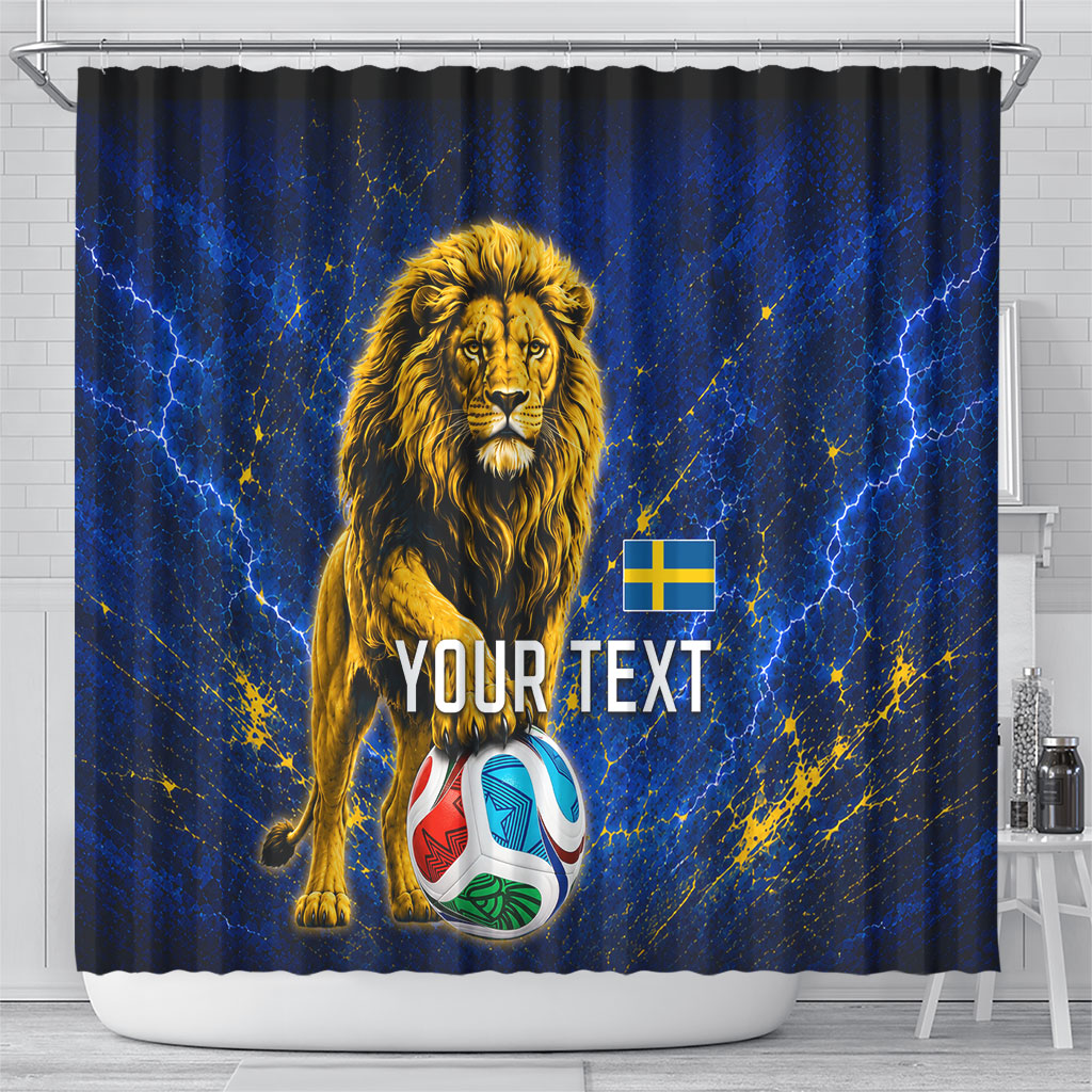 Personalized Sweden Football Lion Shower Curtain Electric Lightning Mascot