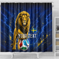 Personalized Sweden Football Lion Shower Curtain Electric Lightning Mascot