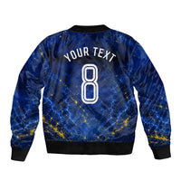 Personalized Sweden Football Lion Sleeve Zip Bomber Jacket Electric Lightning Mascot