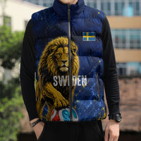 Personalized Sweden Football Lion Sleeveless Puffer Jacket Electric Lightning Mascot