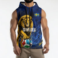 Personalized Sweden Football Lion Sleeveless Zip Hoodie Electric Lightning Mascot