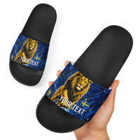 Personalized Sweden Football Lion Slide Sandals Electric Lightning Mascot