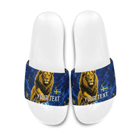 Personalized Sweden Football Lion Slide Sandals Electric Lightning Mascot