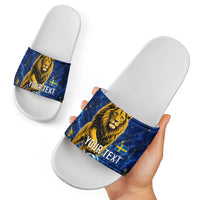 Personalized Sweden Football Lion Slide Sandals Electric Lightning Mascot