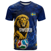 Personalized Sweden Football Lion T Shirt Electric Lightning Mascot