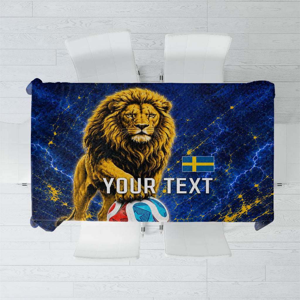 Personalized Sweden Football Lion Tablecloth Electric Lightning Mascot