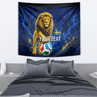 Personalized Sweden Football Lion Tapestry Electric Lightning Mascot