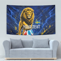 Personalized Sweden Football Lion Tapestry Electric Lightning Mascot