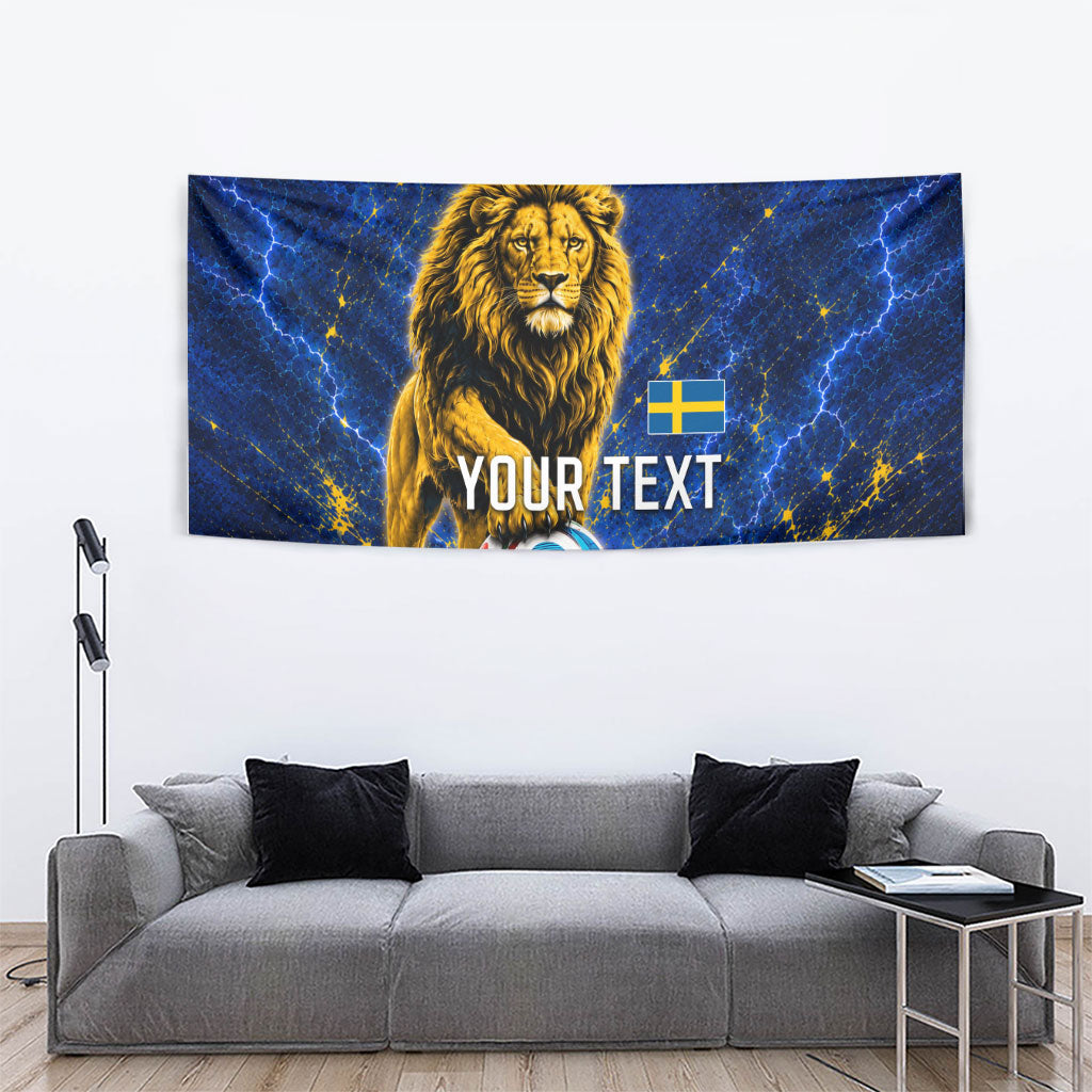 Personalized Sweden Football Lion Tapestry Electric Lightning Mascot