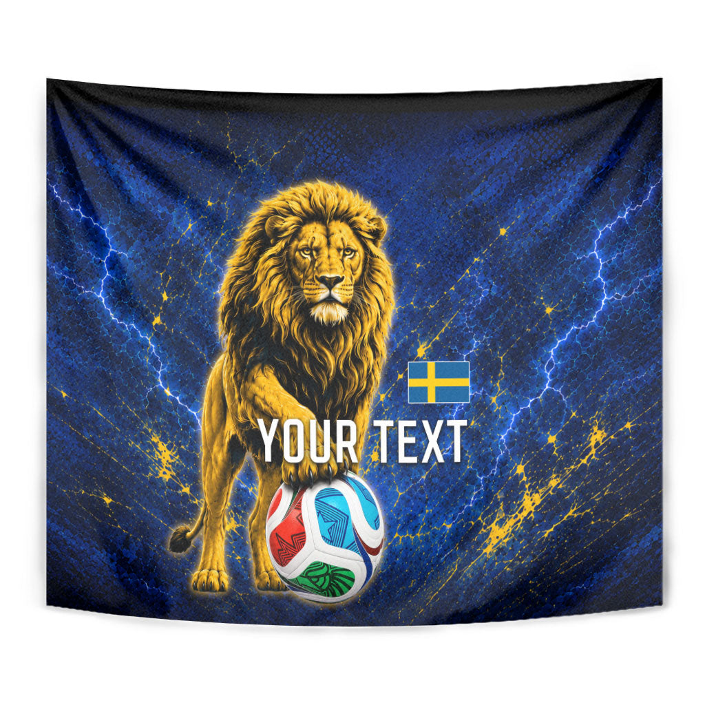 Personalized Sweden Football Lion Tapestry Electric Lightning Mascot