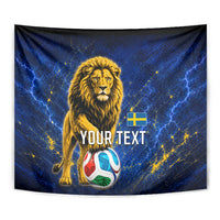 Personalized Sweden Football Lion Tapestry Electric Lightning Mascot