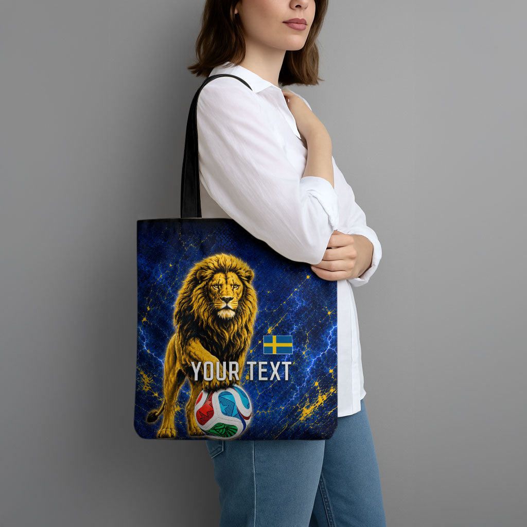 Personalized Sweden Football Lion Tote Bag Electric Lightning Mascot