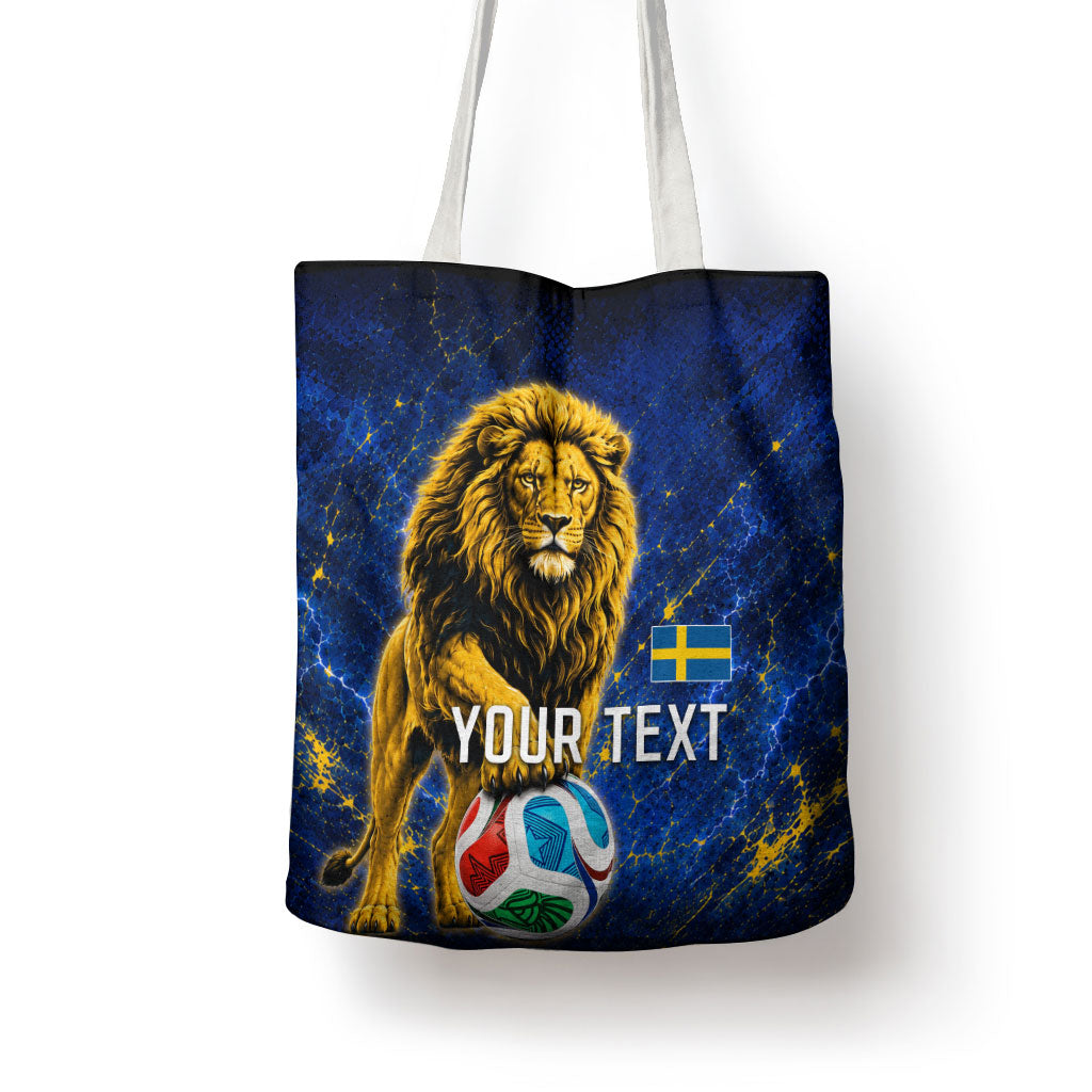 Personalized Sweden Football Lion Tote Bag Electric Lightning Mascot