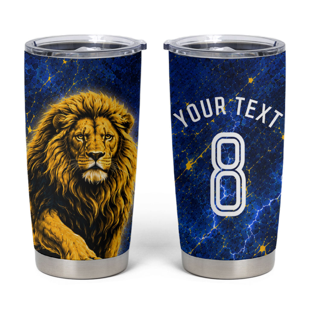 Personalized Sweden Football Lion Tumbler Cup Electric Lightning Mascot