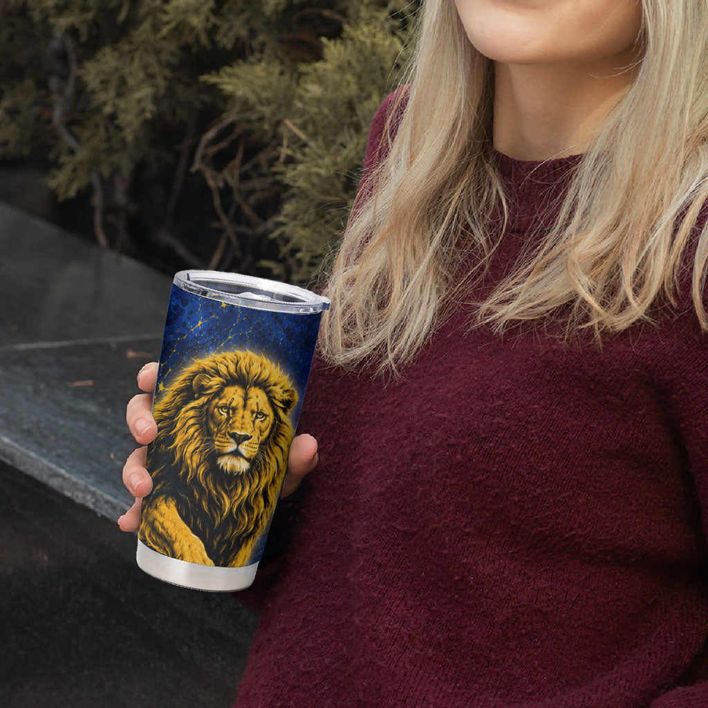 Personalized Sweden Football Lion Tumbler Cup Electric Lightning Mascot