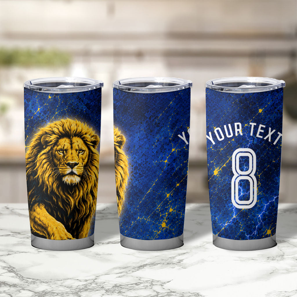 Personalized Sweden Football Lion Tumbler Cup Electric Lightning Mascot