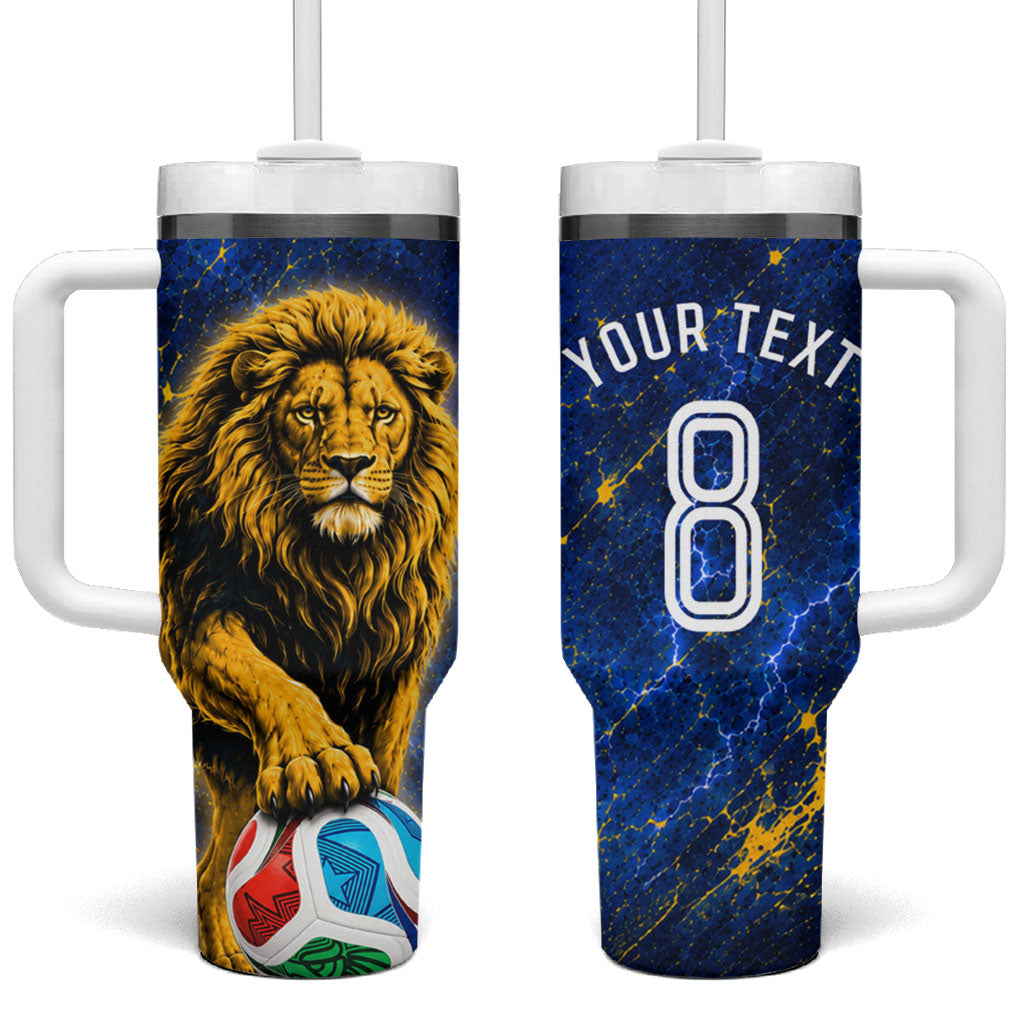 Personalized Sweden Football Lion Tumbler With Handle Electric Lightning Mascot