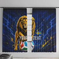 Personalized Sweden Football Lion Window Curtain Electric Lightning Mascot