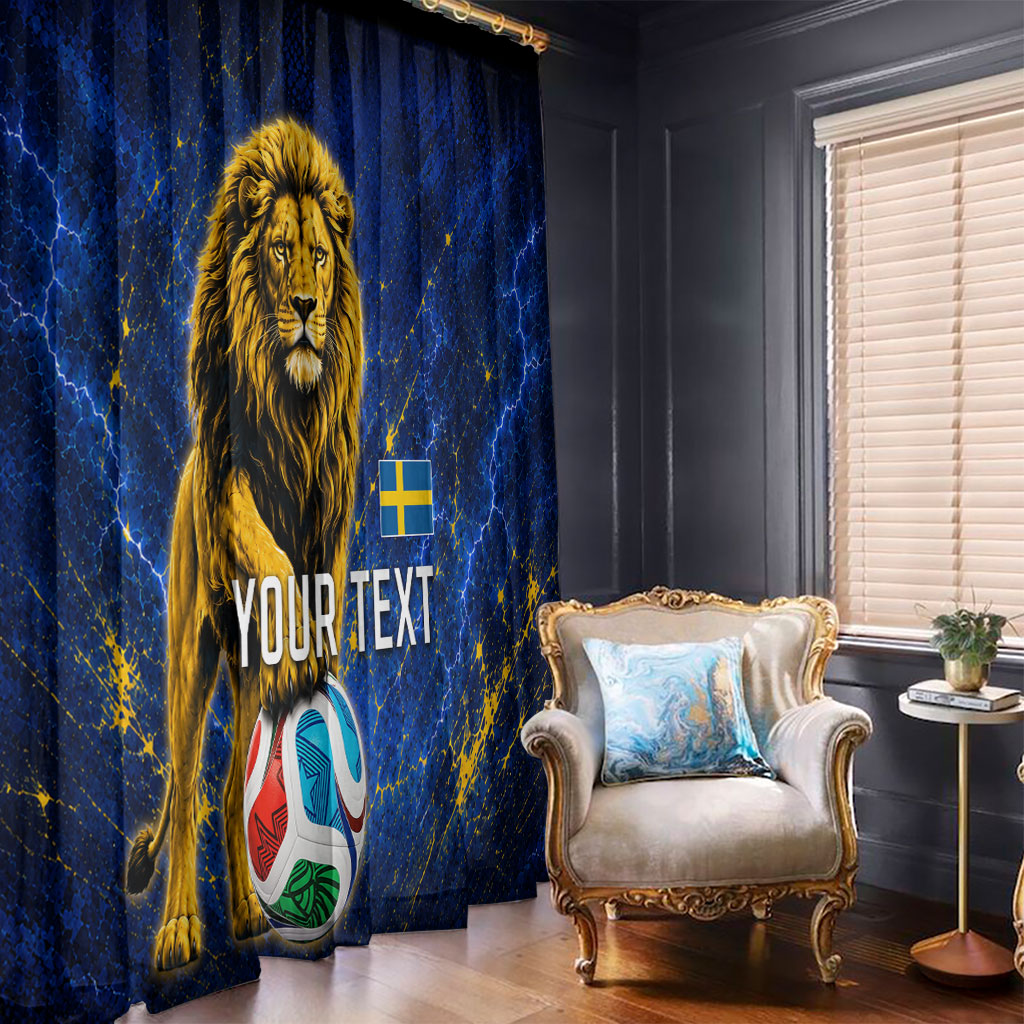 Personalized Sweden Football Lion Window Curtain Electric Lightning Mascot