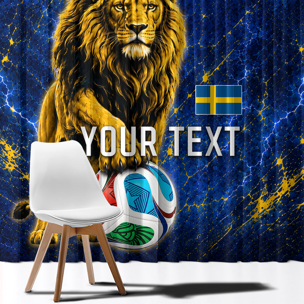 Personalized Sweden Football Lion Window Curtain Electric Lightning Mascot