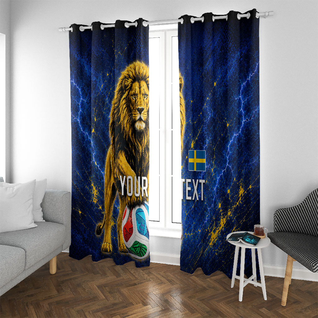 Personalized Sweden Football Lion Window Curtain Electric Lightning Mascot