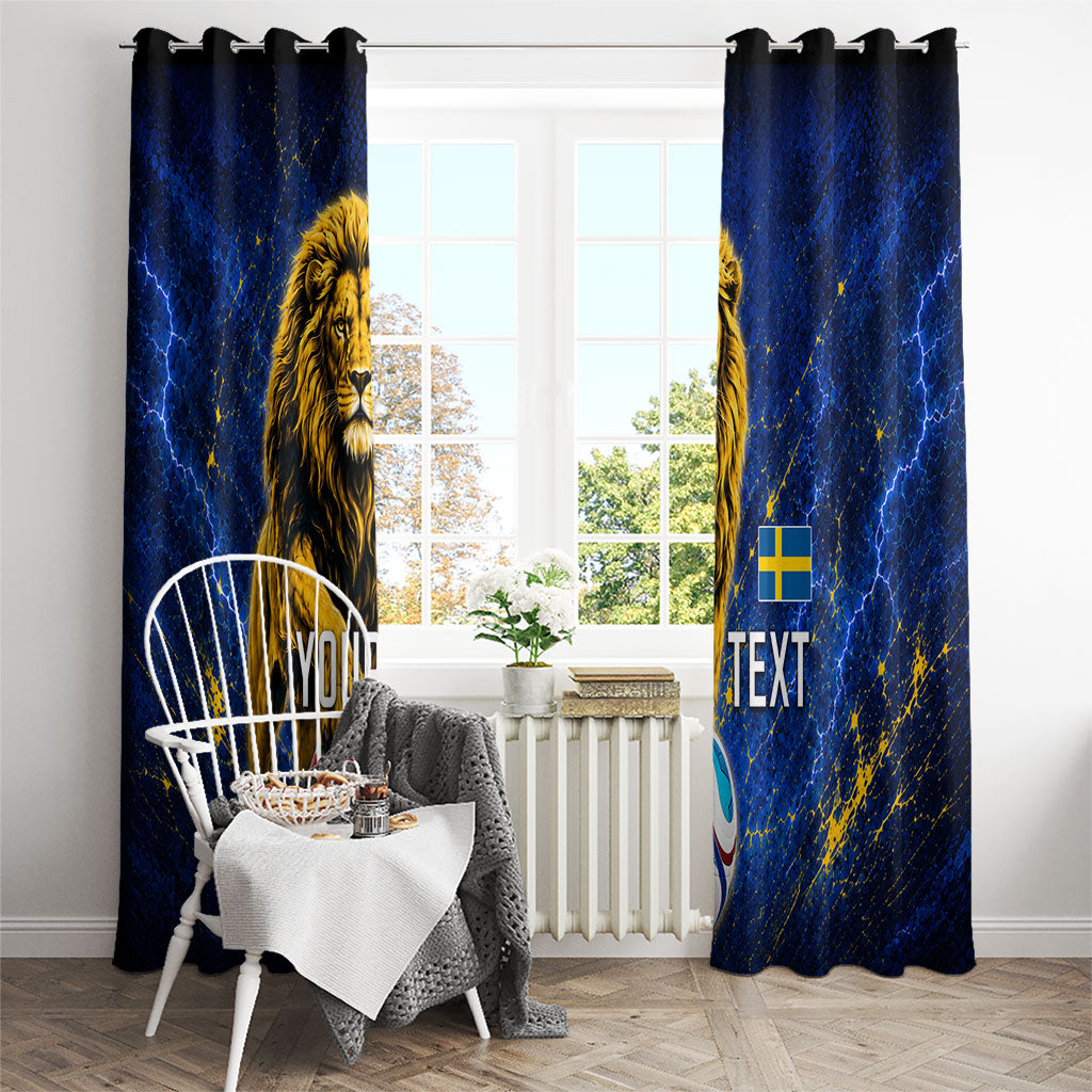Personalized Sweden Football Lion Window Curtain Electric Lightning Mascot