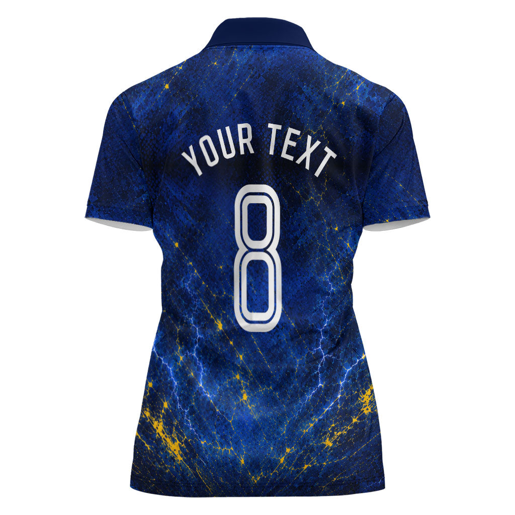 Personalized Sweden Football Lion Women Polo Shirt Electric Lightning Mascot