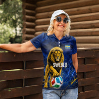 Personalized Sweden Football Lion Women Polo Shirt Electric Lightning Mascot