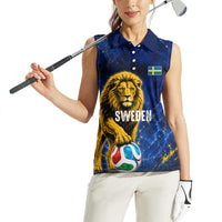 Personalized Sweden Football Lion Women Sleeveless Polo Shirt Electric Lightning Mascot