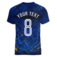 Personalized Sweden Football Lion Women V-Neck T-Shirt Electric Lightning Mascot