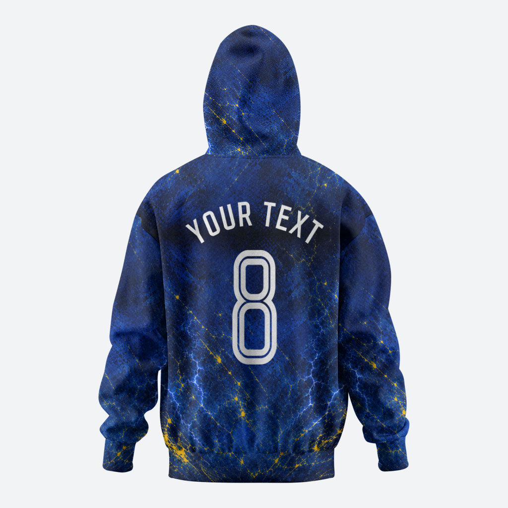 Personalized Sweden Football Lion Zip Hoodie Electric Lightning Mascot