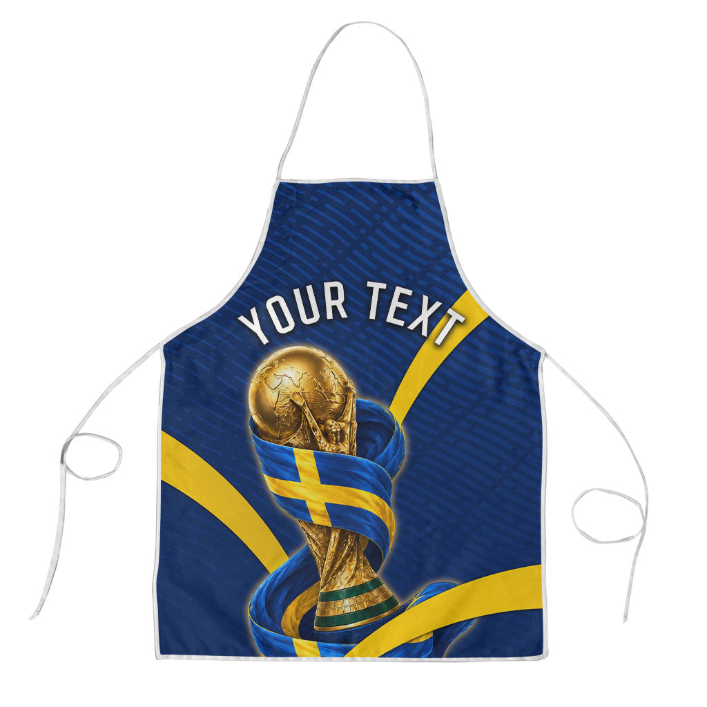Personalized Sweden Football Trophy Apron Golden Cup Flag Ribbon Dynamic Stripes