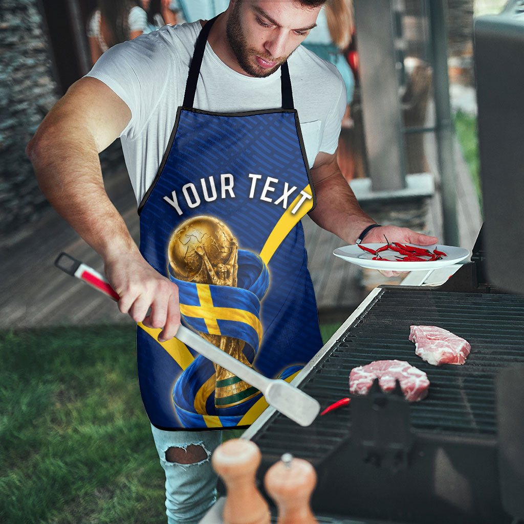 Personalized Sweden Football Trophy Apron Golden Cup Flag Ribbon Dynamic Stripes