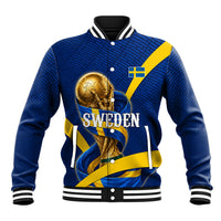 Personalized Sweden Football Trophy Baseball Jacket Golden Cup Flag Ribbon Dynamic Stripes