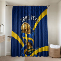 Personalized Sweden Football Trophy Bathroom Set Golden Cup Flag Ribbon Dynamic Stripes
