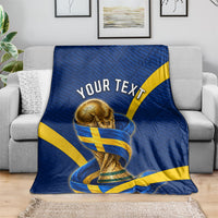 Personalized Sweden Football Trophy Blanket Golden Cup Flag Ribbon Dynamic Stripes