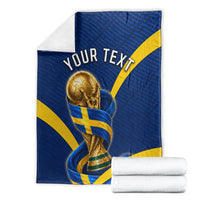Personalized Sweden Football Trophy Blanket Golden Cup Flag Ribbon Dynamic Stripes