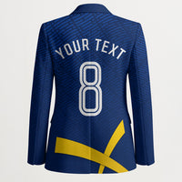 Personalized Sweden Football Trophy Blazer Golden Cup Flag Ribbon Dynamic Stripes