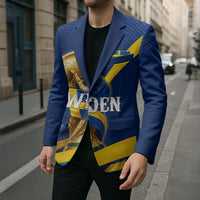 Personalized Sweden Football Trophy Blazer Golden Cup Flag Ribbon Dynamic Stripes