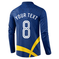 Personalized Sweden Football Trophy Button Sweatshirt Golden Cup Flag Ribbon Dynamic Stripes